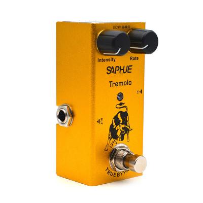 China DC 9V Tremolo SAPHUE Electric Guitar Tremolo Intensity Rate Knob Effect Pedal Mini Single Type True Bypass for sale