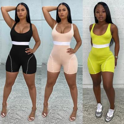 China QUICK DRY Overalls Womens Summer Stretch One Piece Sports U Neck Sports Wear Stretch Yoga Wear Playsuit Active Walkers for sale