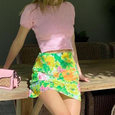 China Wear A Line Mini Skirt 90s Y2K Faldas Camperas Summer Breathable Floral Print Country Style Leisure Shorts Skirt for sale