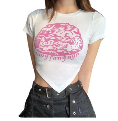 China Anti-wrinkle vintage crop top printed informal design 2000s style girls customization accept for sale