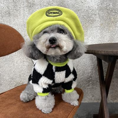 China Cat Clothes Pets Wear Winter Checkboard Dog Stocked Sweater for sale