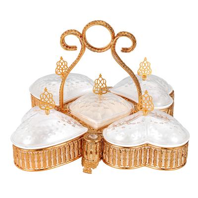 China Cheap Yiwu Hot Selling Viable 2 Tier Metal Double Layer Stand Rack Set Candy Box Fruit Bowl Fruit Dish Snack Dry Serving Dish for sale