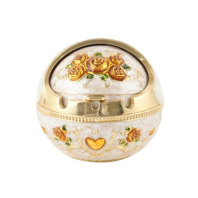 China Custom Metal Factory Round Standing Brass Small Gold Luxury White Cigar Outdoor Ashtray for sale