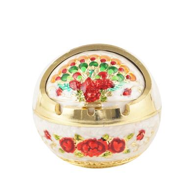 China Eco-friendly Durable Decoration Metal Round Luxury Ashtray Retro Ornaments With Office Multifunctional Ashtrays Cover Anti-theft Ash Living Room Home Decorations for sale