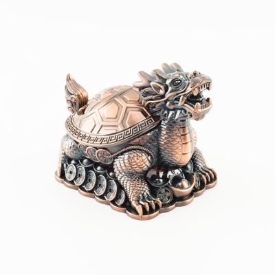 China Luxury Desktop Dragon Turtle Ashtray Creative Fashion Trend Belt Cover Dust Proof Family Fall Ashtray Durable Eco-Friendly Decoration Alloy Retro for sale