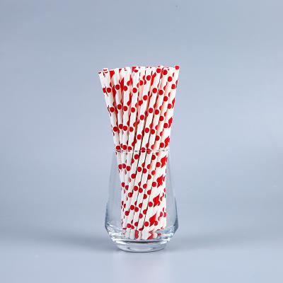 China Wholesale 6MMX 19.7CM Disposable Color Straw Wave Point Pattern Drink Paper Straw Decorative Paper for sale