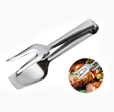 China Easily Cleaned Stainless Steel Grill Cooking Tongs BBQ Food Fork Tong Kitchen Serving Tongs for sale