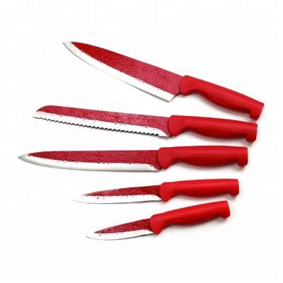 China 5PCS Stainless Steel Kitchen Knife Set Chef Viable Non-Stick Coating Knife for sale