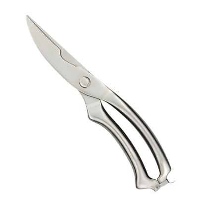 China S/S 430 Full Stainless Steel Chicken Bone Scissors Super Sharp Poultry Shears Cavity Non-Slip Handle for sale