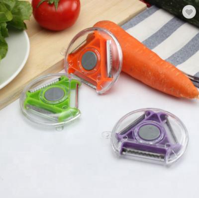 China High Quality Plastic Rotating Vegetable Peeler 3 In 1 Multifunctional Kitchen Peeler 3 Blades Zester for sale