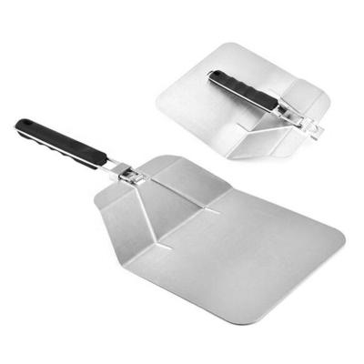 China Foldable Stainless Steel Food Grade Stainless Steel Pizza Skin With Soft Rubber Handle Pizza Baking Tool for sale