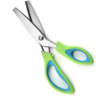 China 2Cr13+pp+tpr Multi Purpose Stainless Steel Sewing Scissors With Soft Handle Serrated Edge Craft Scissors for sale