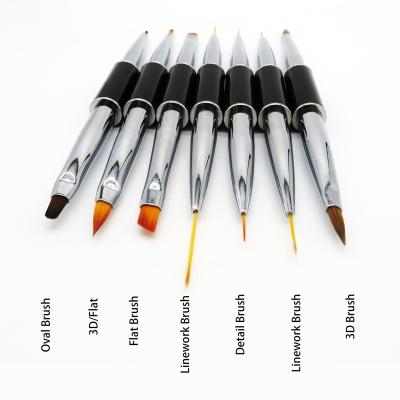 China NAIL 2021 3D Brush Nail Art Liner Brush Dual Ended Liner Brushes for sale