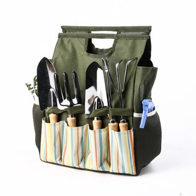 China Household Custom Electroplate Garden Tools Cloth Pack Set Shovel Fork Metal Garden Tool Kit for sale