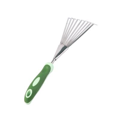 China GARDEN OR OUTDOOR GA40055 Stainless Steel Head With 9 Teeth Large Plastic Lawn Rake Plastic Handle Garden Tool for sale