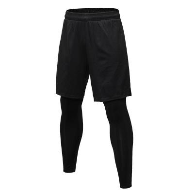 China Customized Breathable Mens Spandex Polyester Fitness Compression Pants Wholesale Mens Sports Running Gaiters With Gym Shorts 2 In 1 for sale