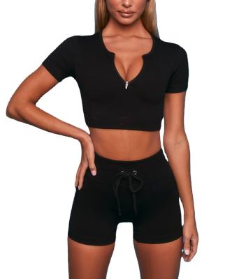 China Breathable Seamless Fitness and Yoga Wear Women Gaiters Shorts and Bra Crop Top Yoga Set for sale