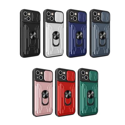 China New Design Shockproof Magnetic Finger Ring Phone Cover For iPhone 13 Max Window Car Mini Pro Slide Magnetic Phone Case Cover for sale