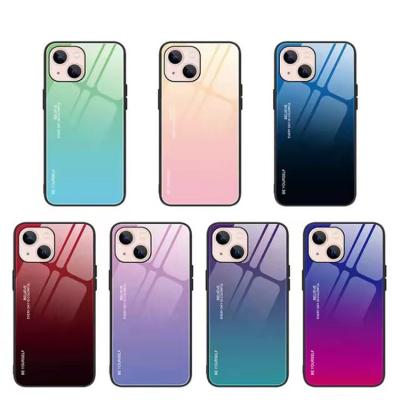 China Colorful Fashion Gradient Women Cell Phone Case Waterproof Glass Anti-scratch Phone Cover For iPhone 13 pro 12 11 Max XR XS X 8 7 6 for sale