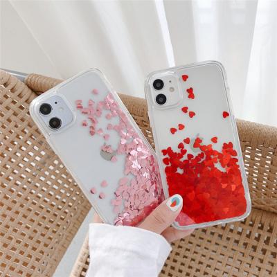 China Clear Shockproof Fashion Heart Liquid Quicksand TPU Phone Magnet Case For Xiaomi Poco F-3 GT M3 pro X3 MI 11 11 Lite for sale