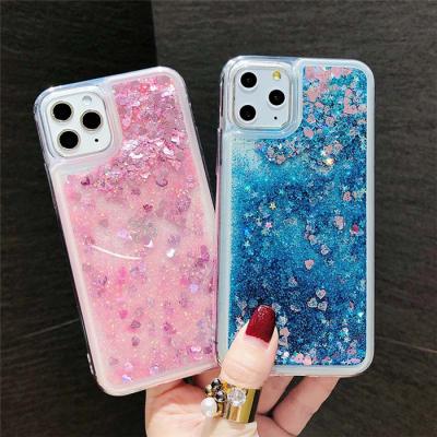 China Shockproof Clear Soft TPU Girl Style Liquid Glitter Quicksand Phone Case For Samsung S21 ultra A72 A52 A32 A22 A03s M12 for sale