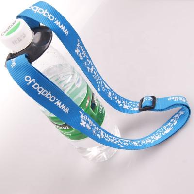 China Custom Adjustable Show Polyester Sublimation Bottle Holder Neck Lanyard With Plastic Adjustable Buckle for sale