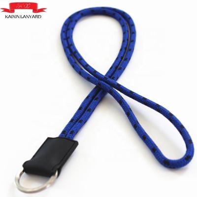 China Show factory directly made round neck rope lanyard with kye-ring and leather parts for sale