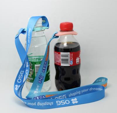 China Factory show supply bottle holder neck lanyard directly with subliamtion/heat-transfer printing polyester lanyard for sale