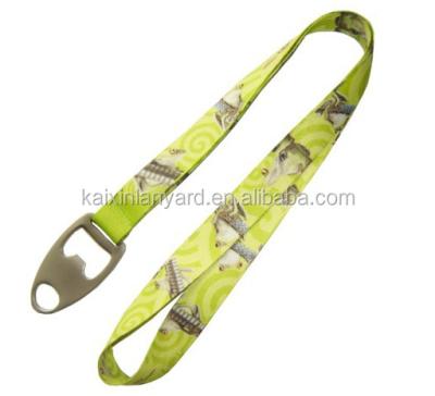 China Show Sublimation Logo Branded Custom Polyester Bottle Opener Lanyard / Beer Opener Lanyard for sale