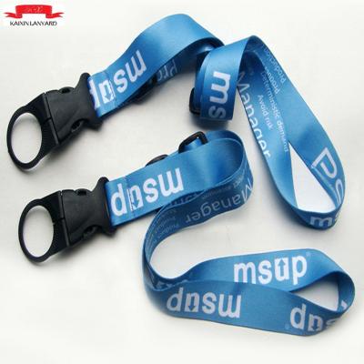 China Custom show cheap polyester logo bottle holder neck lanyard, heat-transfer printing polyester neck lanyard for sale