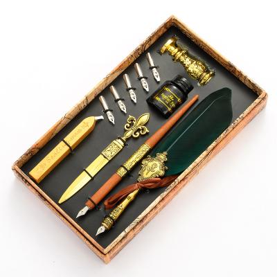 China Business Restoring Retro Ways Business Antique Quill Set Gift Pen Student Creative Quill European Dip Pen for sale