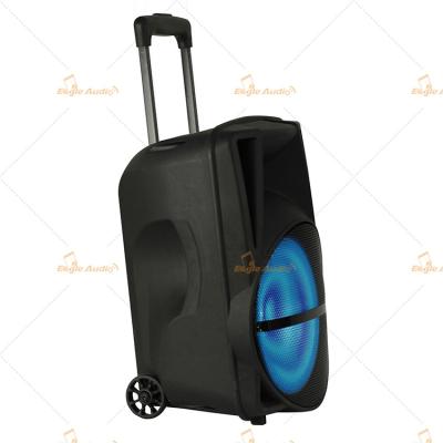 China Battery Powered Bluetooth Portable Trolley Speaker With Fm Radio / Wireless Mic for sale