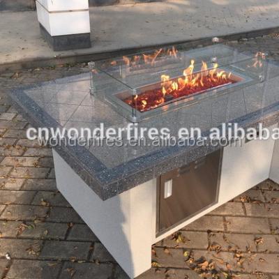 China 2019Square Stocked Outdoor Aluminum Gas Fire Pit Table for sale