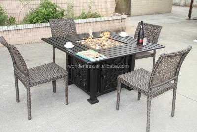 China Stocked Square Outdoor Aluminum Outdoor Gas Firepit Table / Rectangle Fire Pit for sale