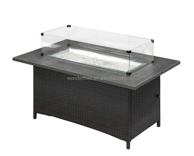 China Stocked Backyard Rectangle Propane Fire Pit / Outdoor Gas Firepits Table for sale