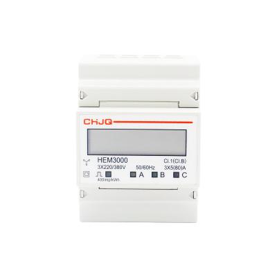 China 4 Module 4 Module Three Phase Four Wire Rail Power Consumption Active Electric Power Meter HEM3000 for sale