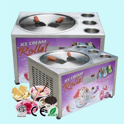 China USA TAX Snack Factory Free Shipping Included Counter 45cm Pan Table Top Mini Frying Ice Cream Machine / Fried Ice Cream Machine With 3 Tanks for sale