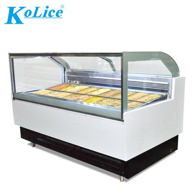 China Double-temperature 18 Filters Curved Glass Ice Cream Display Case Gelato Fast Cooling Hard Display Case for sale