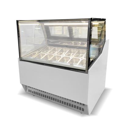 China Double-temperature Modern Design 12 Pan Snacks Ice Cream Showcase Ice Cream Display Cabinets Gelato Freezer for sale