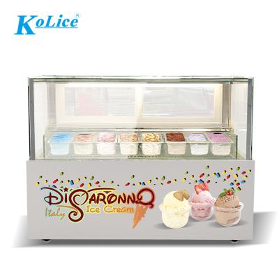 China Professional Double-temperature Commercial 8 Pan Gelato Ice Cream Display Case Freezer Counter / Ice Cream Gelato Freezer for sale