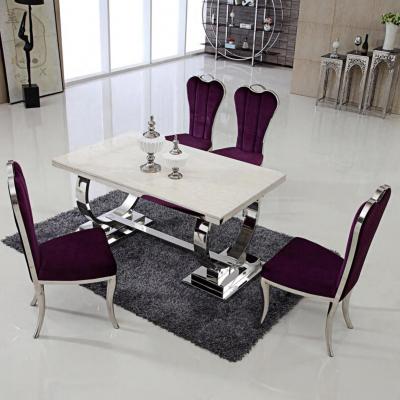 China Modern Stainless Steel Bedroom Furniture Dining Table Marble Dining Table Set for sale