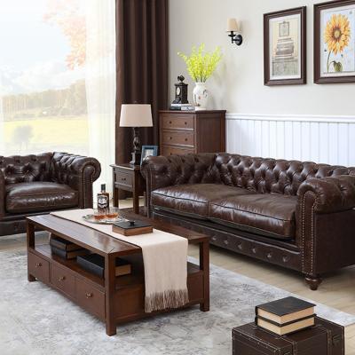 China Classy Furniture Sectional Chesterfield Antique Genuine Leather Sofa Set Modular Italian Luxury Sofa for sale