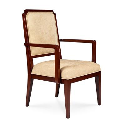 China C503 Italian Designer Wooden Base Dining Chair Furniture Antique Walnut Beige Fabric Dining Chair for sale