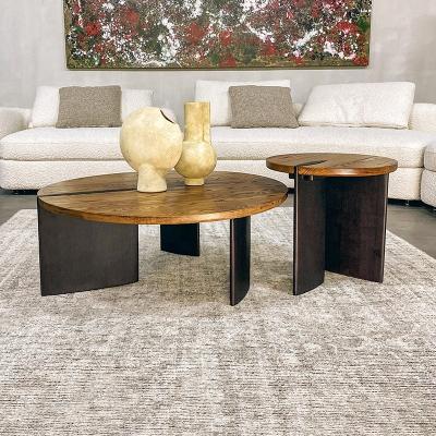 China Classic Nordic Modern Luxury Round Coffee Table Set Living Room Furniture Small Solid Wood Coffee Tables for sale