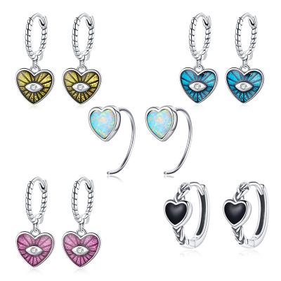 China TRENDY 925 Sterling Silver Earrings For Women Silver Colored Silver Heart Drop True Zircon Earrings Long for sale