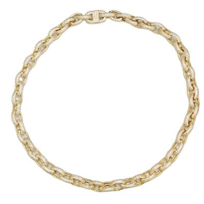 China Other Chunky Plain 14K Women's Necklace Hip Hop Men's 925 Zircon Sterling Brass Link Cuban Chain Bracelet for sale