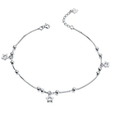 China 925 wholesale silver silver small star tassel anklets for sale