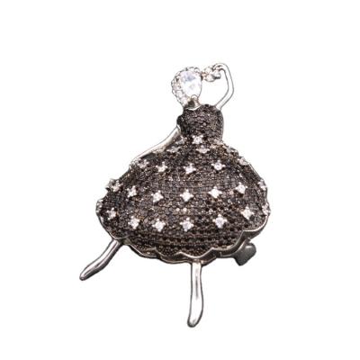 China Beautiful Cheap High Quality Pure Handmade Silver Luxury Environmentally Friendly 925 Sterling Dancing Brooch Elegantly for sale