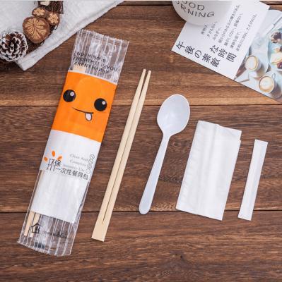 China Disposable Custom Cutlery With Cloth Wrap Disposable Cutlery Packaging Flatware for sale