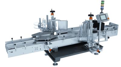 China Doppeltes der Trommel-5-30L versah automatischer Aufkleber-Etikettiermaschine für Glas-HAUSTIER-Flaschen mit Seiten zu verkaufen